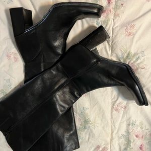 VINTAGE 90s Nine West Leather Black Boots Size 7 1/2